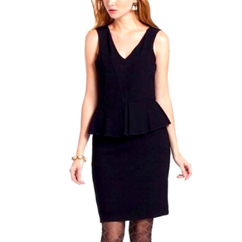 Ganni Miss Maple Black Peplum Sleeveless Cocktail Party Dress size Medium